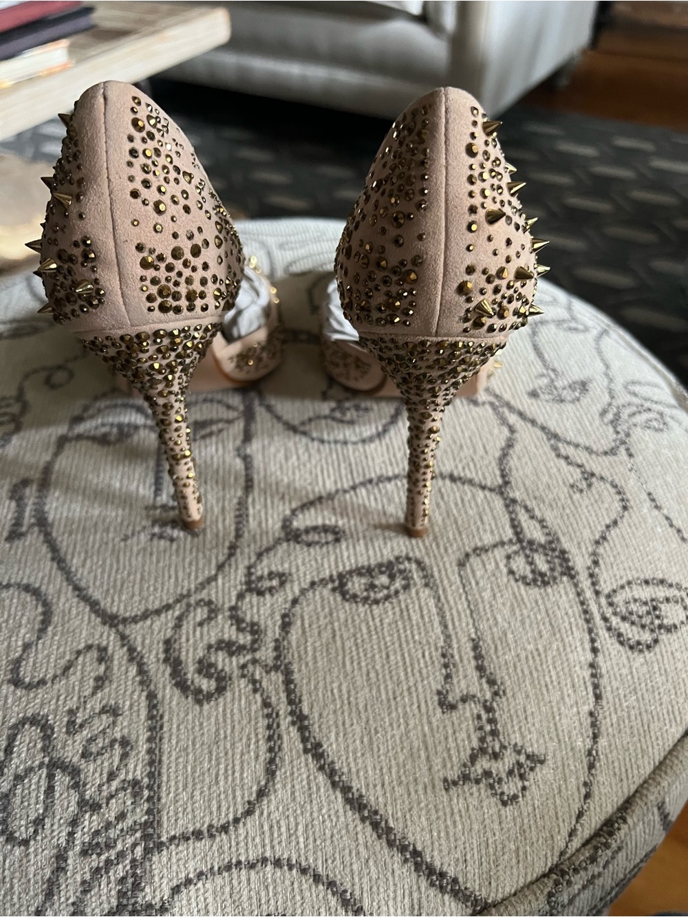 Zara Nude Blush Studded Pointed-Toe D'Orsay Heels - Picture 4 of 8